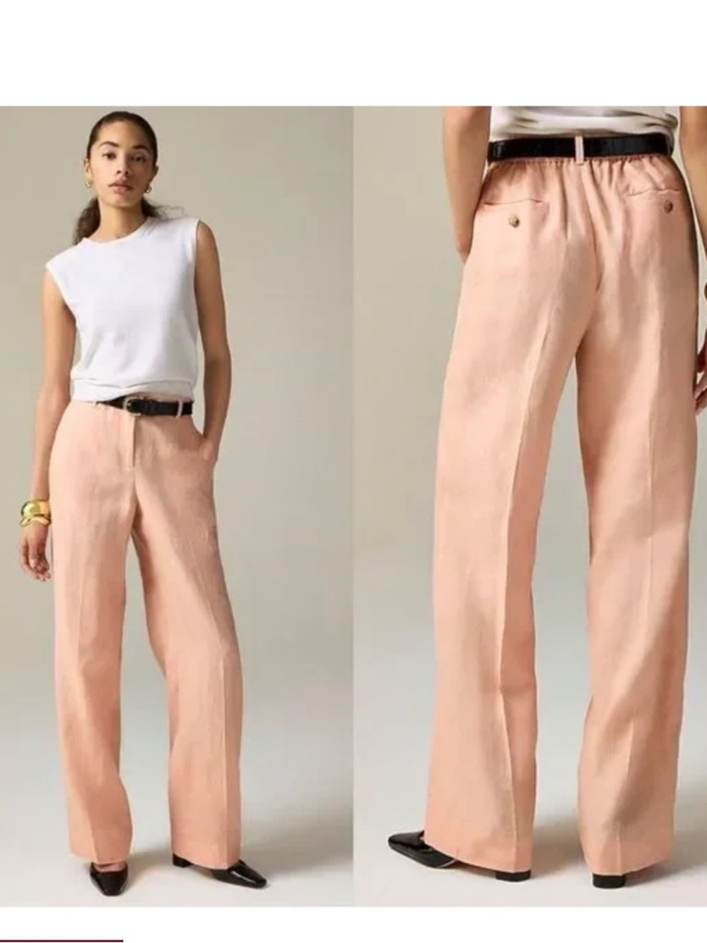 J CREW Harbor pant in linen in Peach Clay